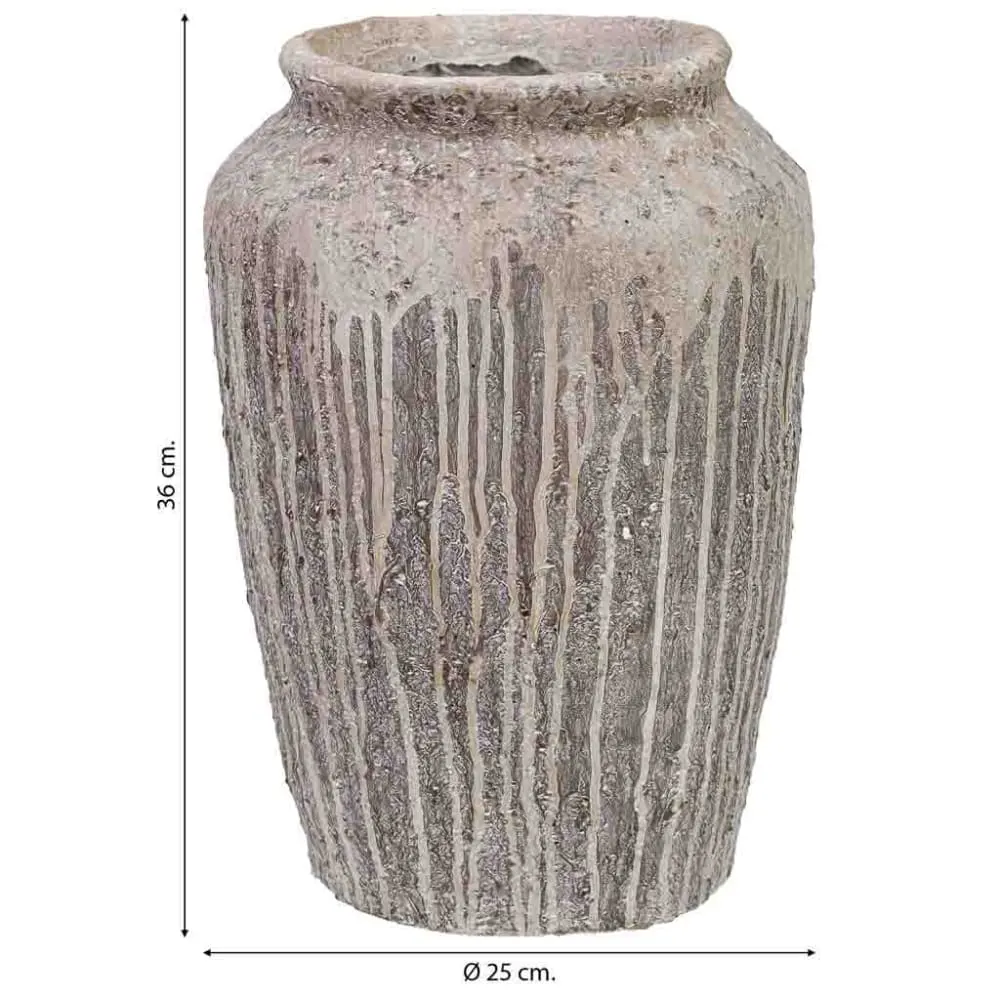 Illustration numéro 3 du produit Vase vieilli en résine marron 25x25x36 cm
