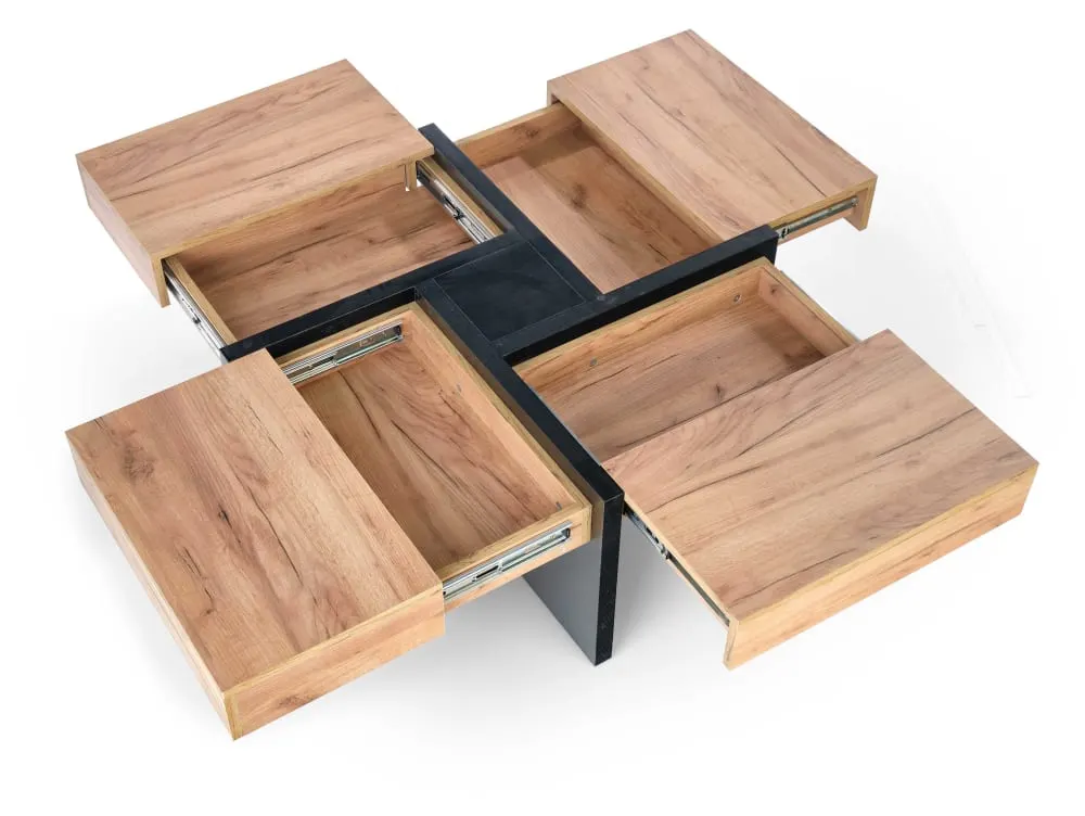 Illustration numéro 3 du produit Table basse style industriel avec 4 tiroirs