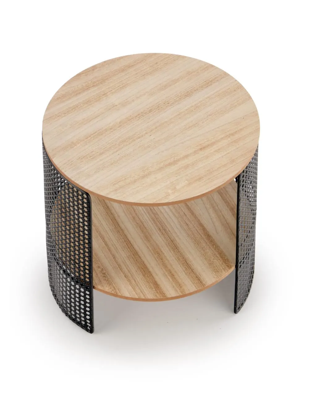 Illustration numéro 3 du produit Table basse ronde avec structure ajourée et acier noir