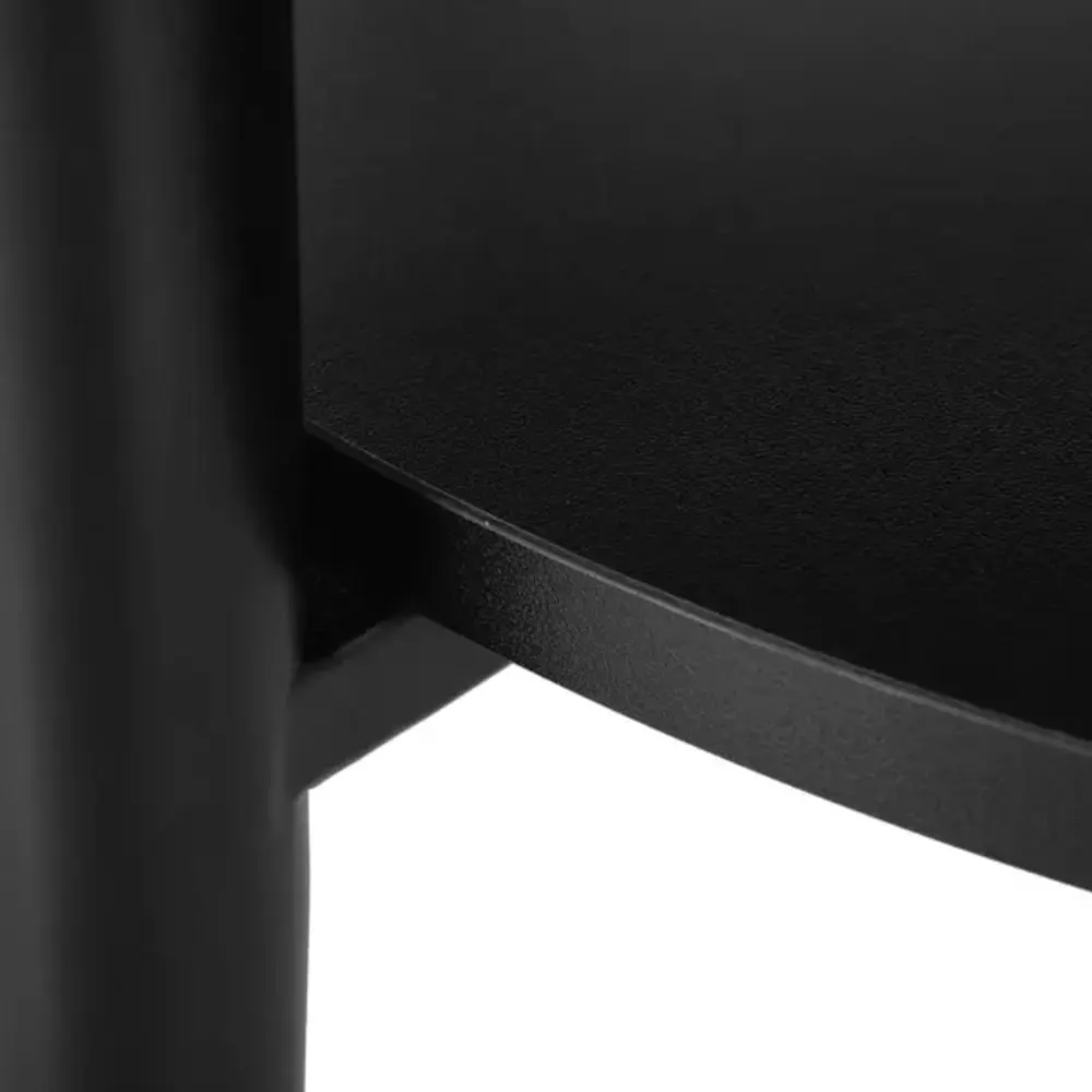 Illustration numéro 3 du produit Table basse ronde chêne et noir avec double plateau et pieds fins
