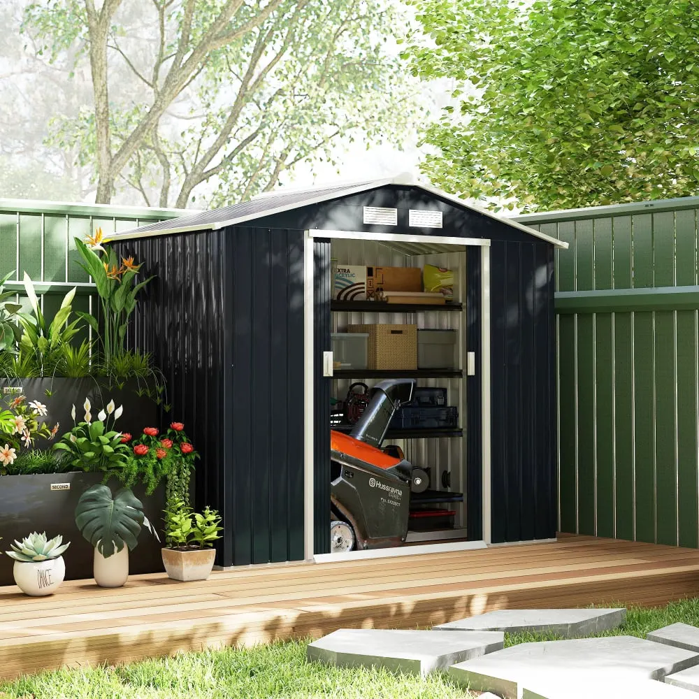 Illustration numéro 3 du produit Abri de jardin avec fondation acier gris
