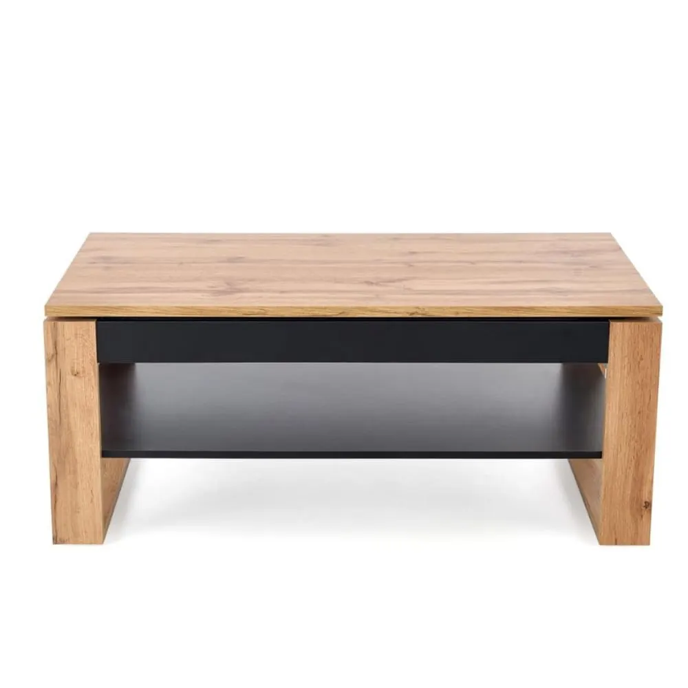 Illustration numéro 3 du produit Table basse  plateau relevable noir et bois 120 x 65 m