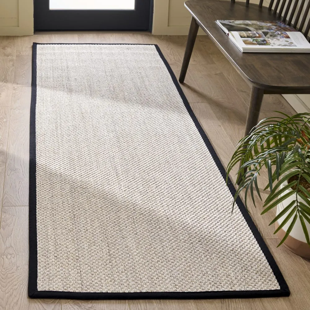 Illustration numéro 3 du produit Tapis fibre naturelle cass marbre/noir 76 x 366 cm