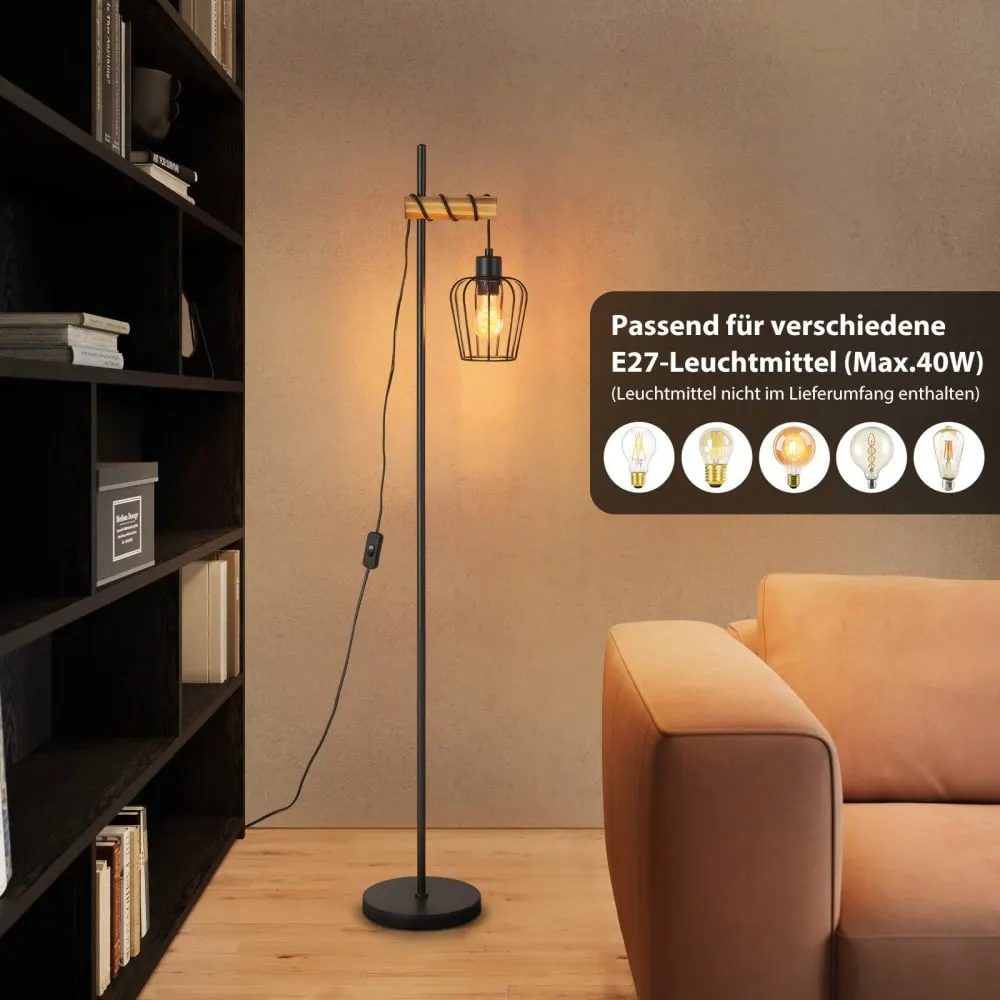 Illustration numéro 3 du produit Lampadaire en fer noir 22x22x140cm e27