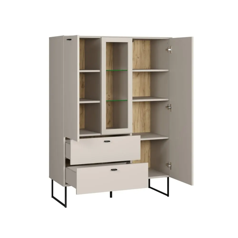Illustration numéro 3 du produit Buffet haut 2 portes, 2 tiroirs et 1 niche l100 cm - cashmere