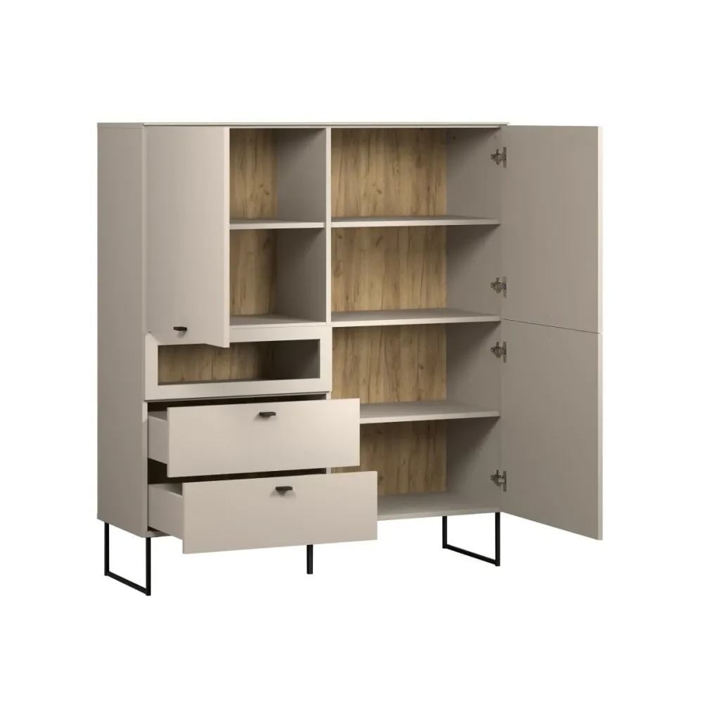 Illustration numéro 3 du produit Buffet haut 3 portes, 2 tiroirs et 1 niche l122 cm - cashmere