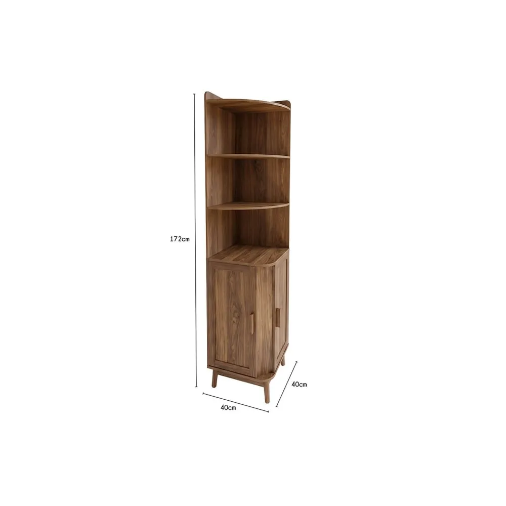 Illustration numéro 3 du produit Meuble d'angle bois foncé 40 x 40 x 172 cm
