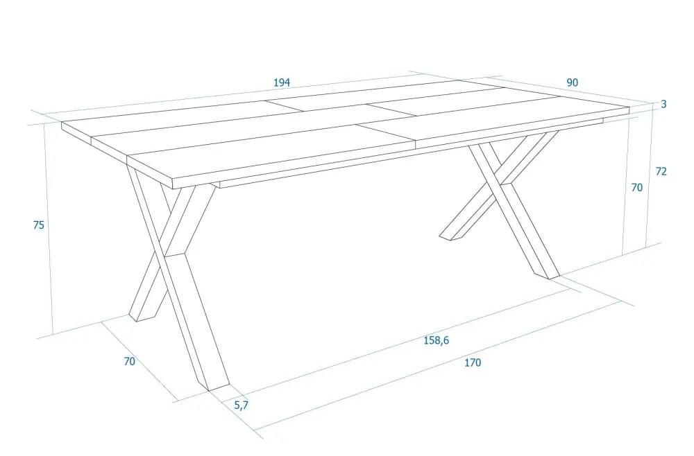 Illustration numéro 3 du produit Table à manger effet bois de chêne clair 194x90x74cm