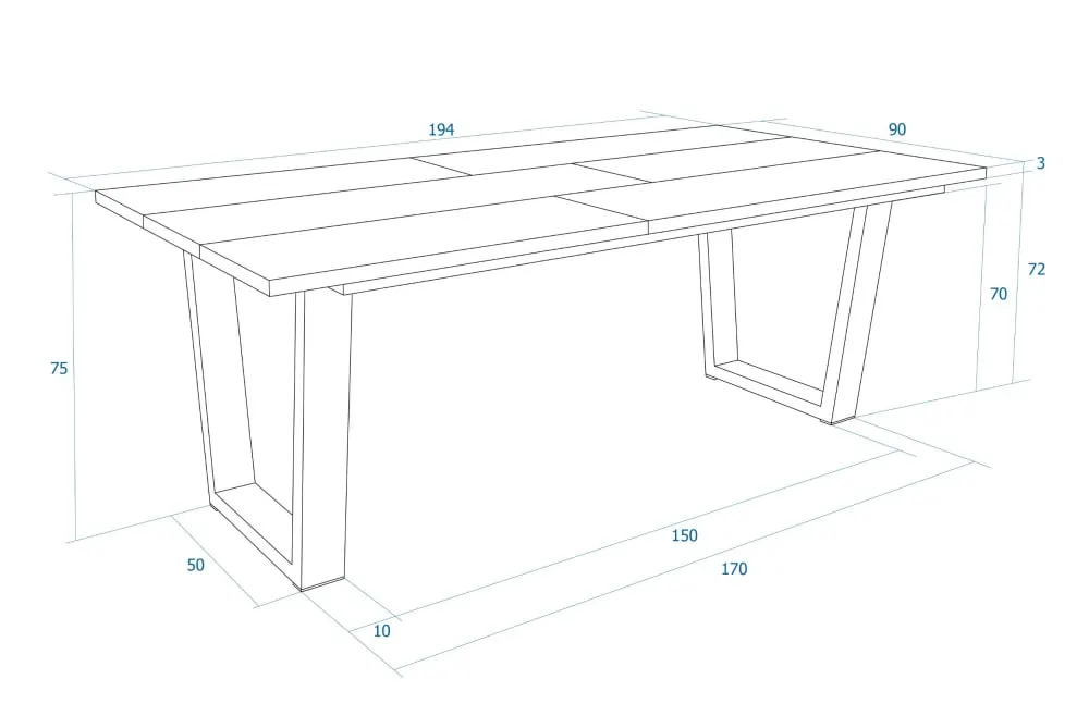 Illustration numéro 3 du produit Table à manger effet bois de chêne clair 194x90x74cm