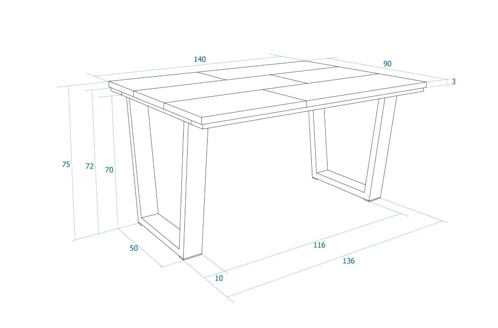 Illustration numéro 3 du produit Table à manger effet bois de chêne clair 140x90x74cm