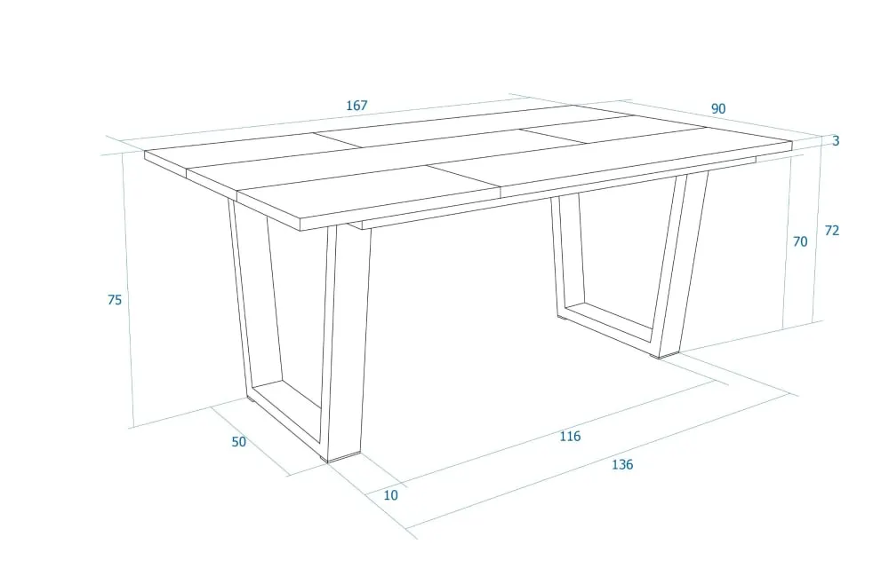 Illustration numéro 3 du produit Table à manger effet bois de chêne clair 167x90x74cm