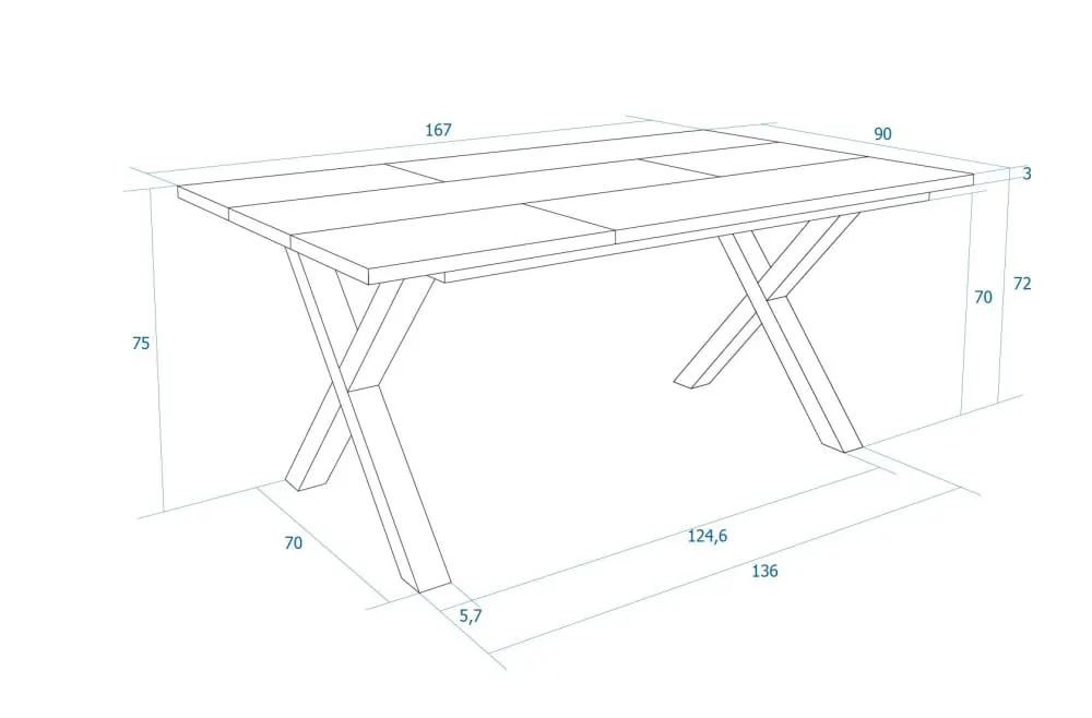 Illustration numéro 3 du produit Table à manger effet bois de chêne clair 167x90x74cm