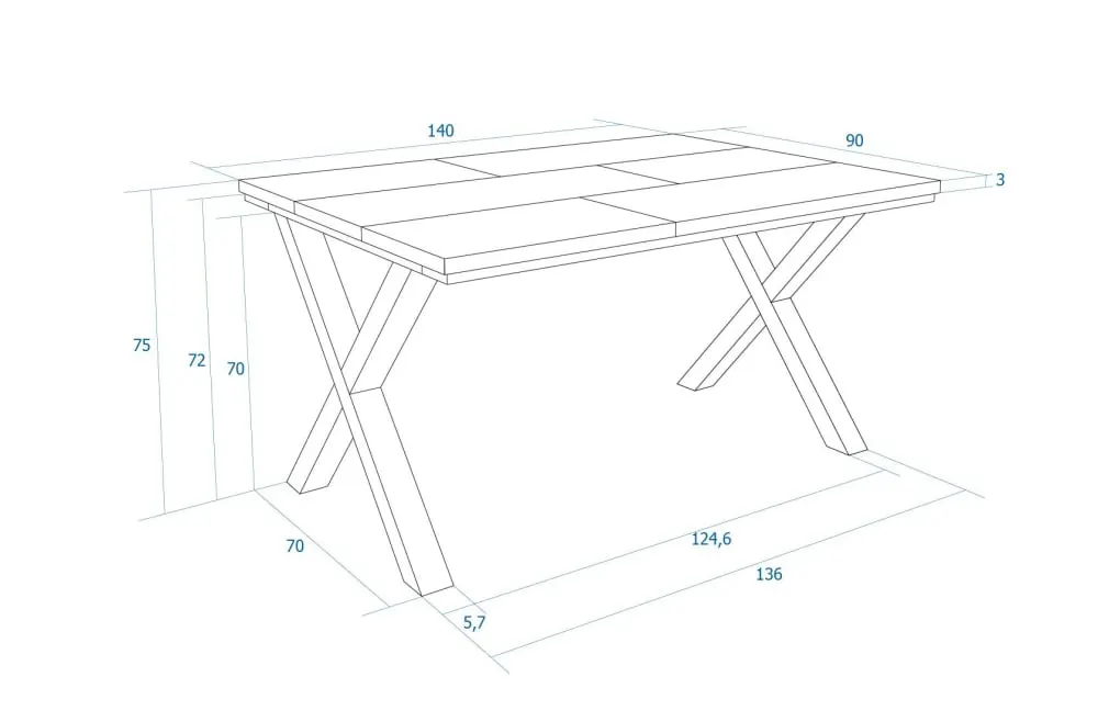 Illustration numéro 3 du produit Table à manger effet bois de chêne clair 140x90x74cm