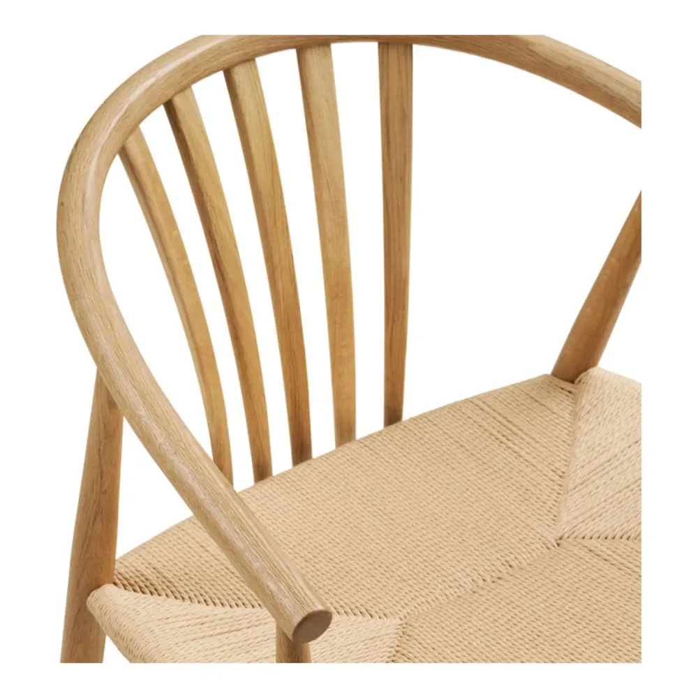 Illustration numéro 3 du produit Fauteuil de table en chêne massif et rotin naturel