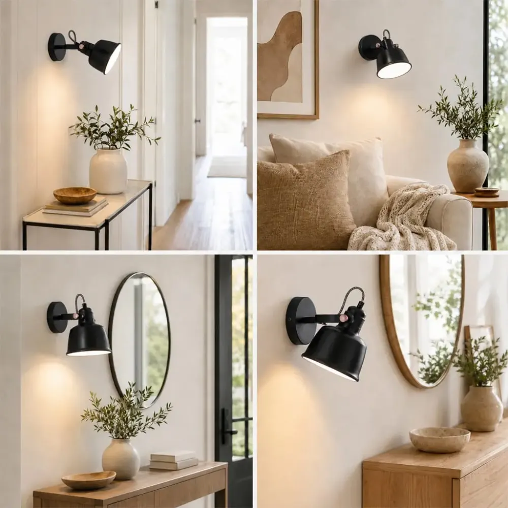 Illustration numéro 3 du produit Applique industrielle orientable en métal noir ø15 cm e14