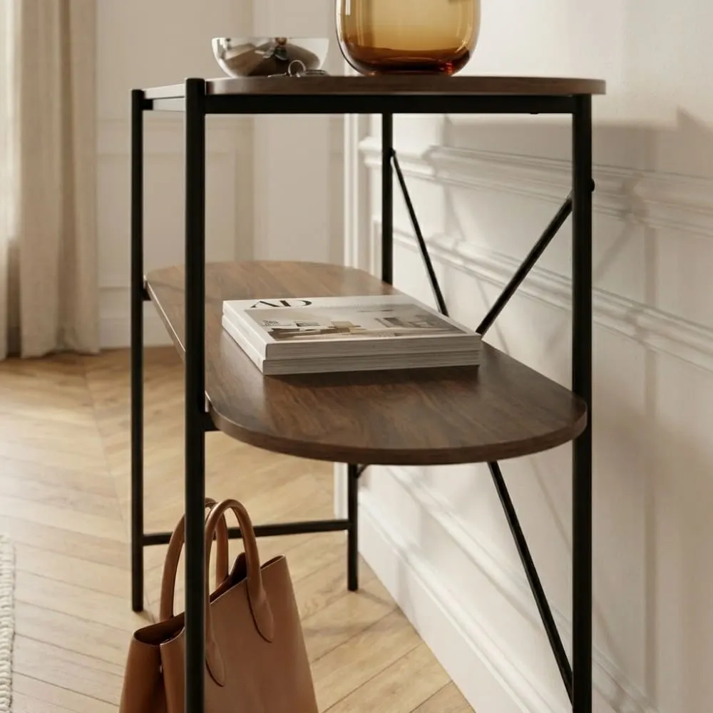 Illustration numéro 3 du produit Console en bois et métal l120cm - bois foncé