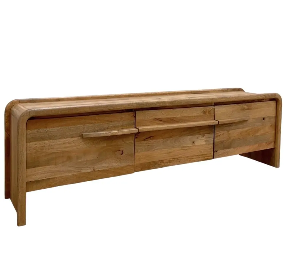 Illustration numéro 3 du produit Meuble tv à 3 portes en bois de manguer masif naturel
