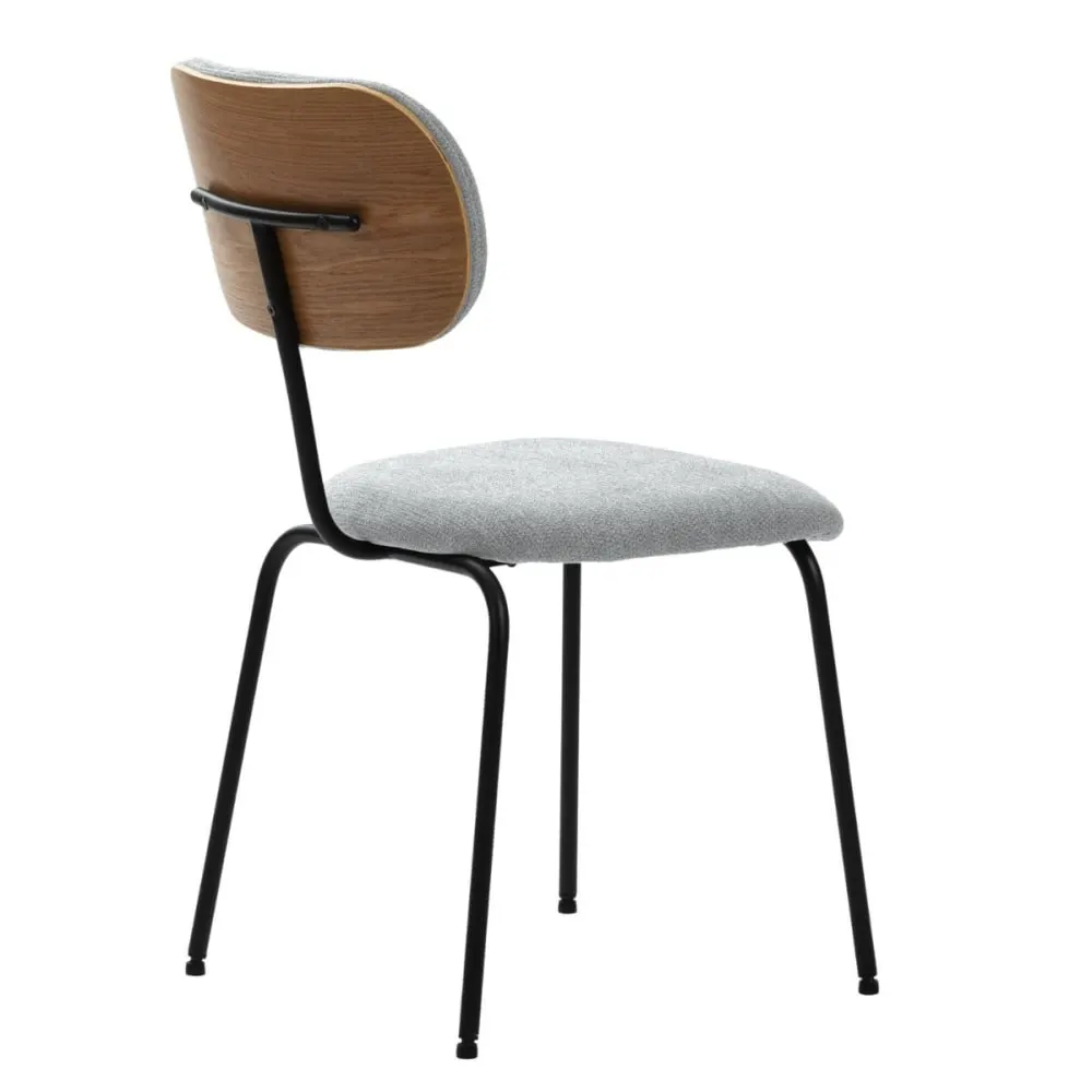 Illustration numéro 3 du produit Lot de 2 chaises tissu maille gris arrière dossier bois pieds métal