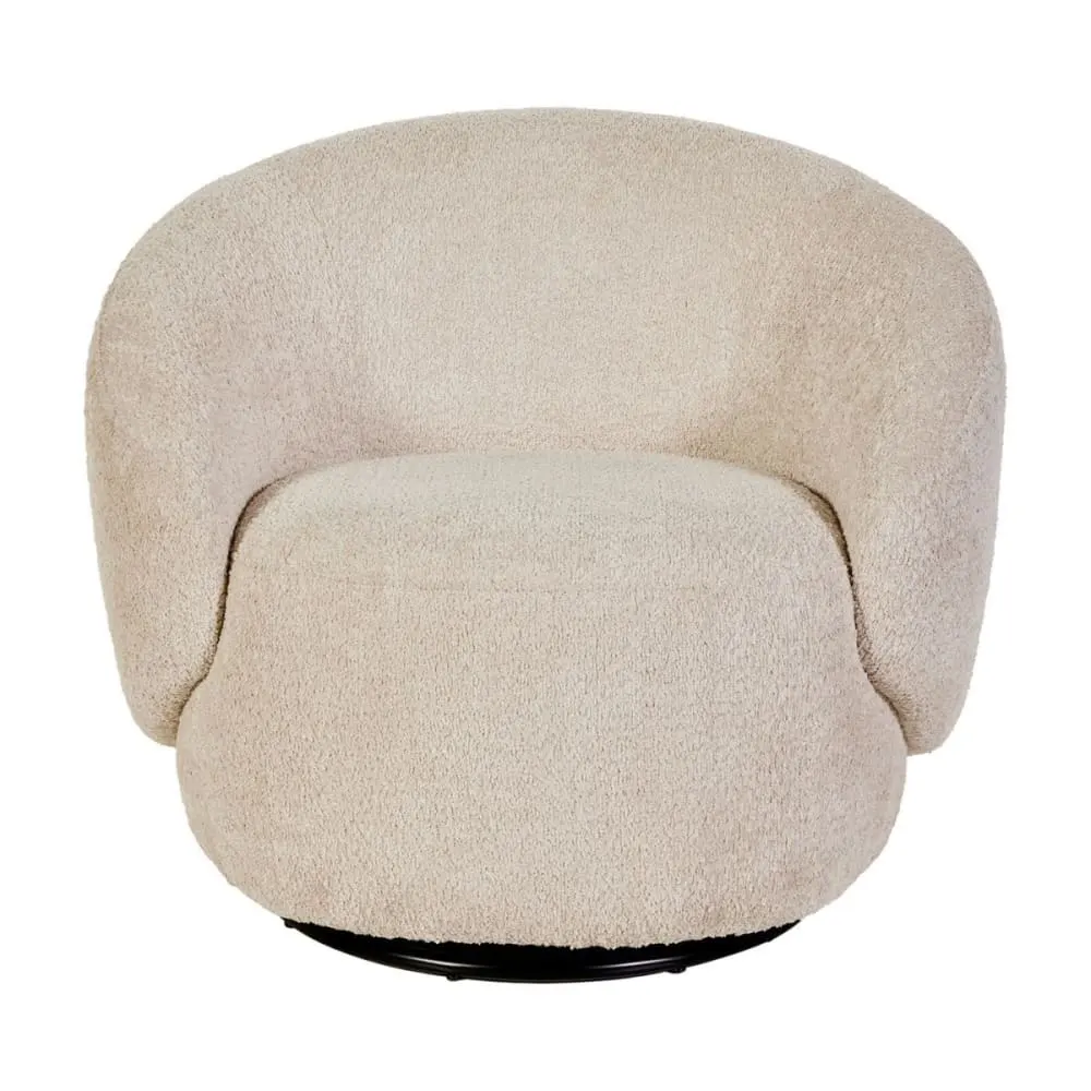 Illustration numéro 3 du produit Fauteuil club pivotant en tissu poils courts style sherpa crème