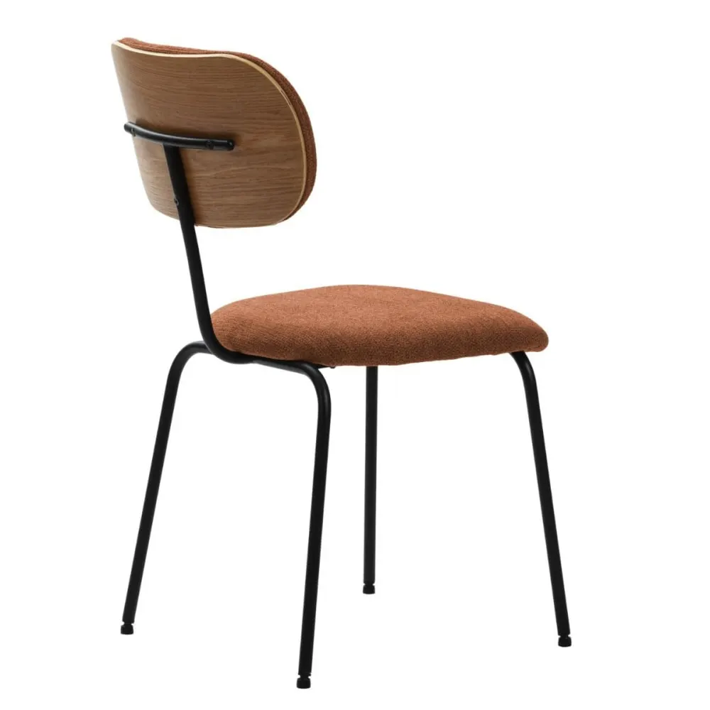 Illustration numéro 3 du produit Lot de 2 chaises tissu maille brique arrière dossier bois pieds métal