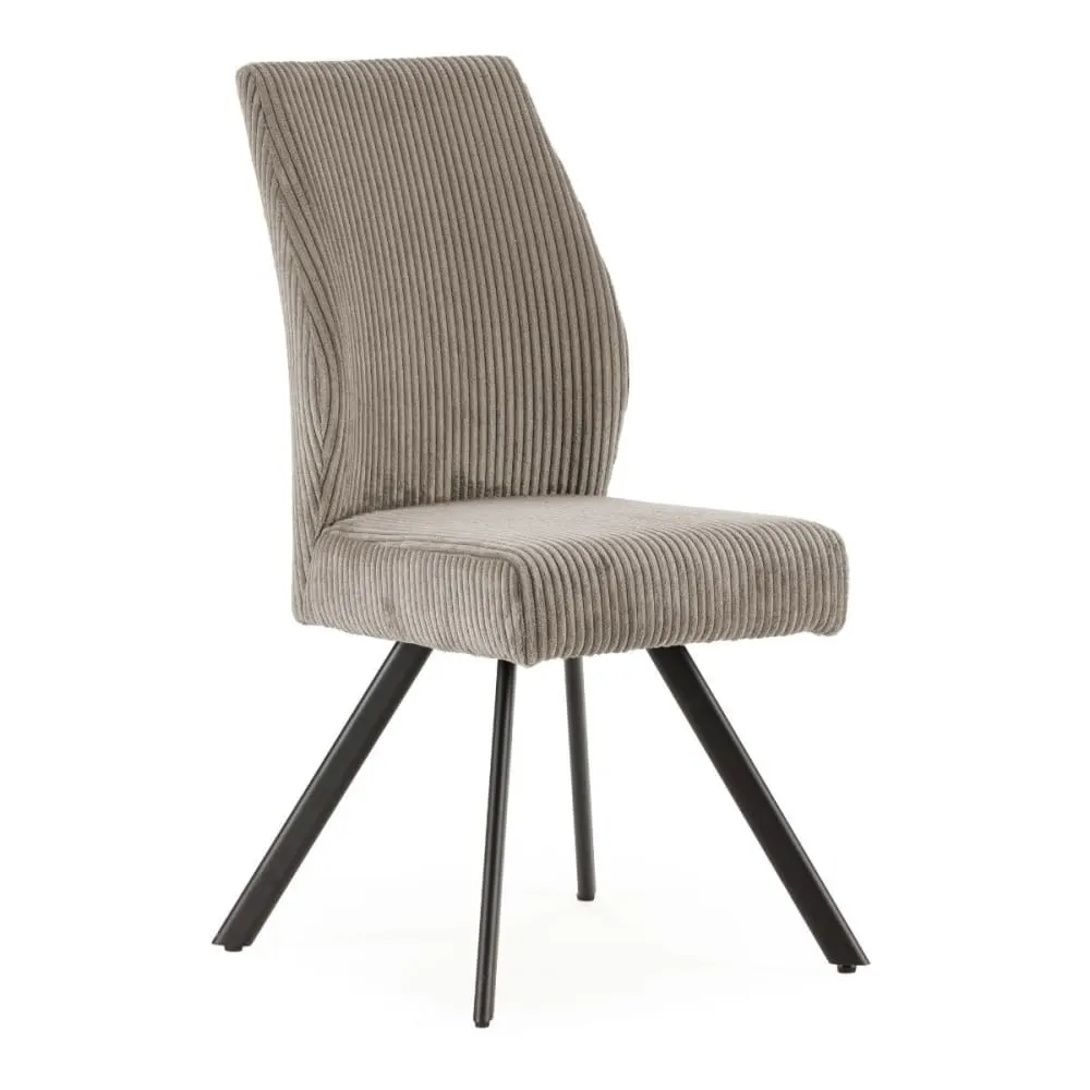 Illustration numéro 3 du produit Lot de 2 chaises velours côtelé pieds métal noir coloris gris