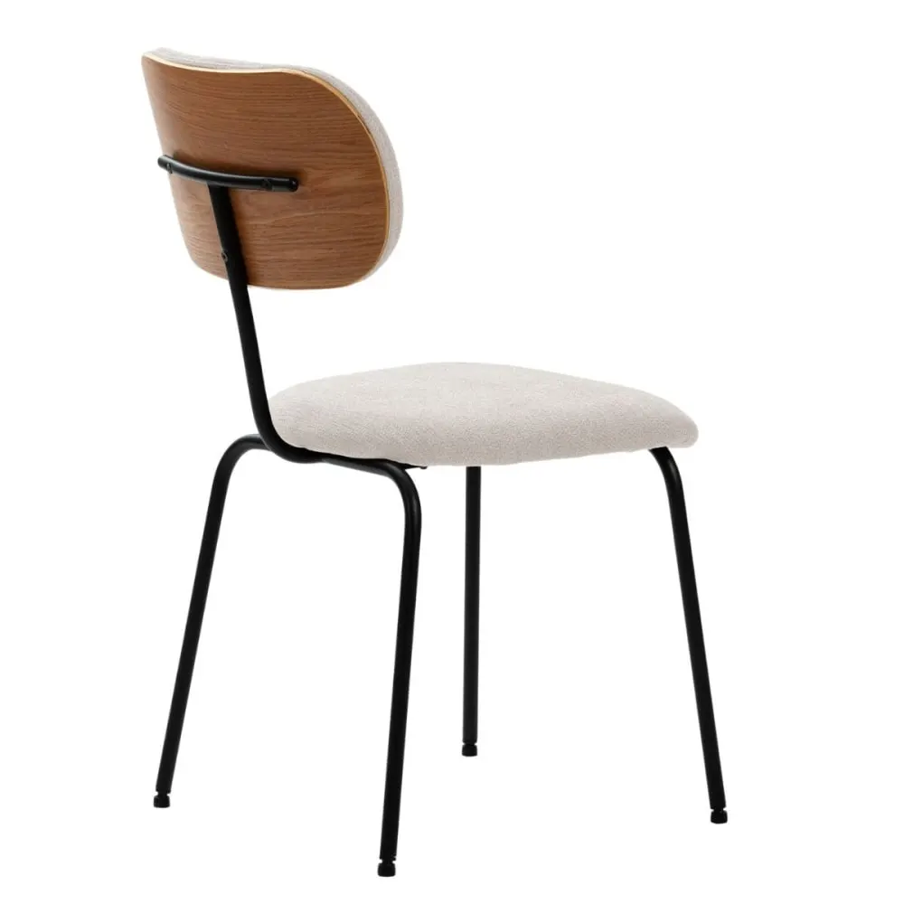 Illustration numéro 3 du produit Lot de 2 chaises tissu maille beige arrière dossier bois pieds métal