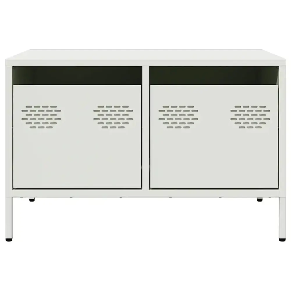 Illustration numéro 3 du produit Meuble tv industriel design blanc 68 x 50 x 43.5 cm