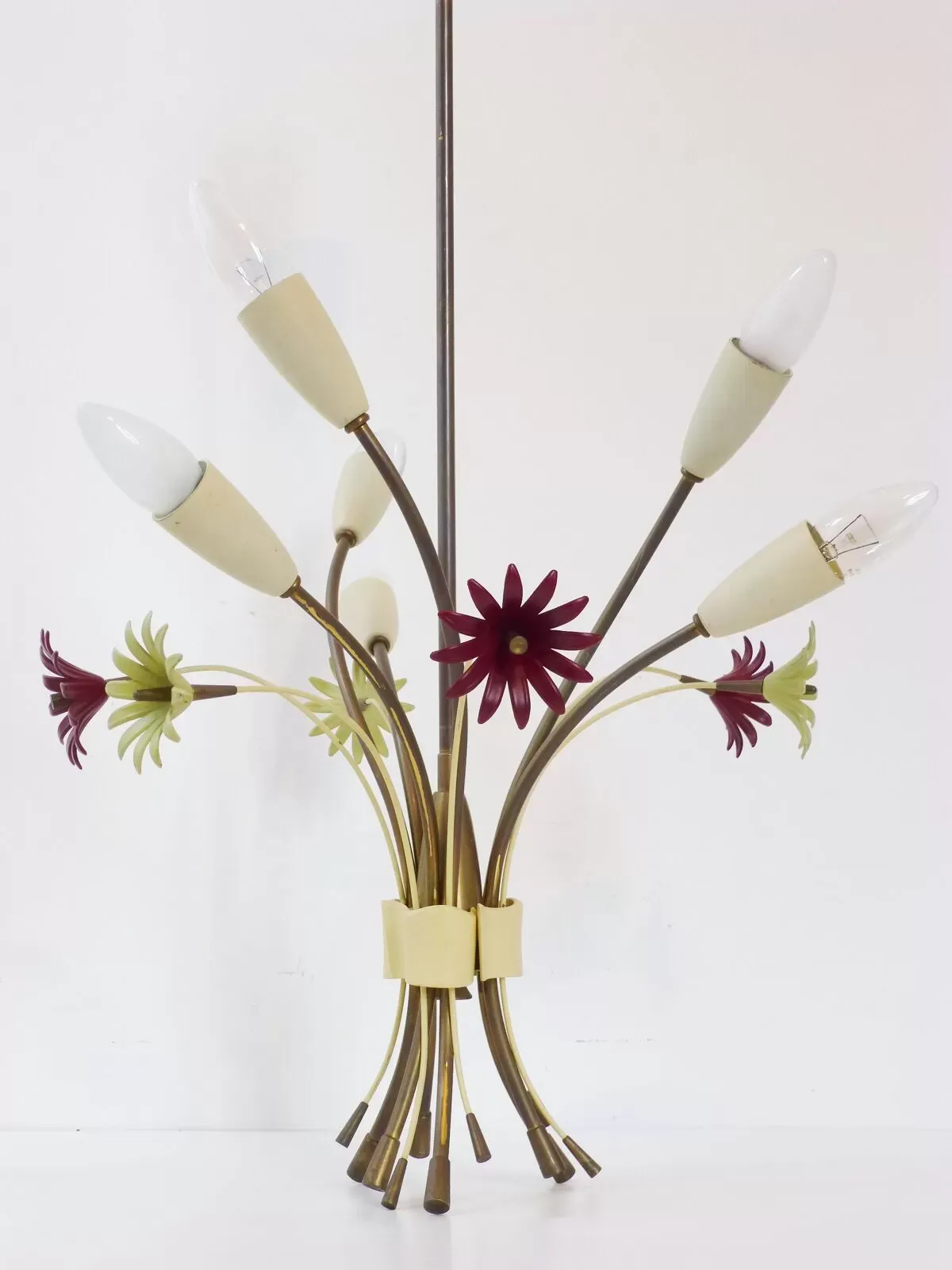 Illustration numéro 3 du produit Superbe plafonnier bouquet de fleurs années 50 vintage design 50's rockabilly lamp