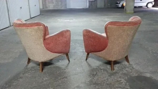 Illustration numéro 3 du produit 1/2 Fauteuil club années 50 60 vintage Guglielmo Ulrich