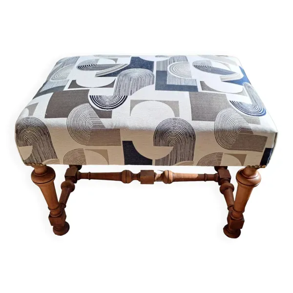 Illustration numéro 3 du produit Lot de 2 poufs rectangulaire banquette pied de lit art déco retapissée vintage années 1930/1950