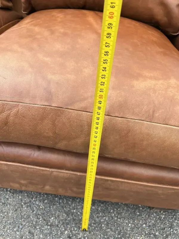 Illustration numéro 3 du produit Canapé 3 places et 2 fauteuils vintage en cuir brun