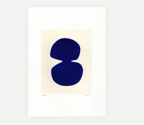 Illustration numéro 3 du produit peinture abstraite sur papier bleue outremer  signée Eawy
