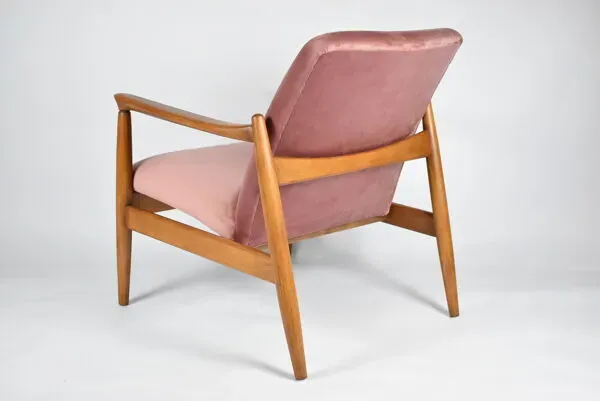 Illustration numéro 3 du produit Fauteuil GFM-64 original, designer E.Homa, années 1960, rembourré, velours rose