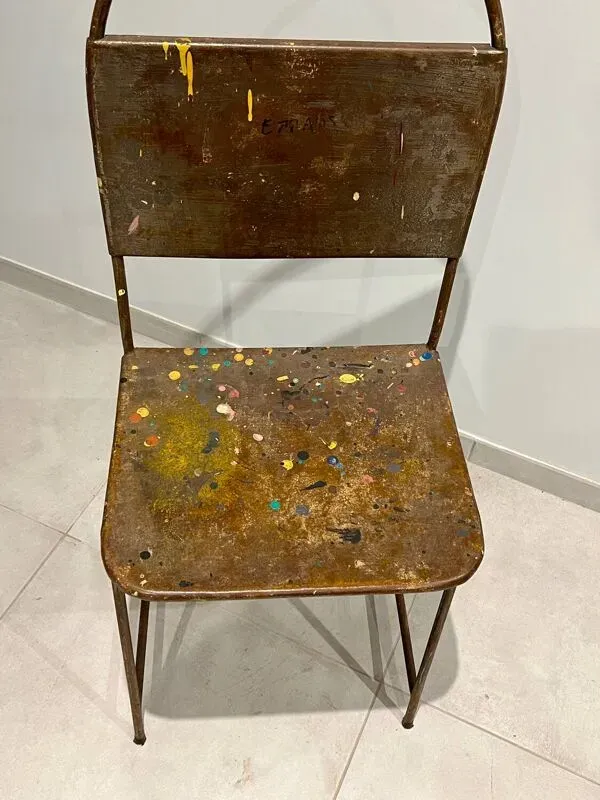 Illustration numéro 3 du produit Paire de chaises vintage en métal brut