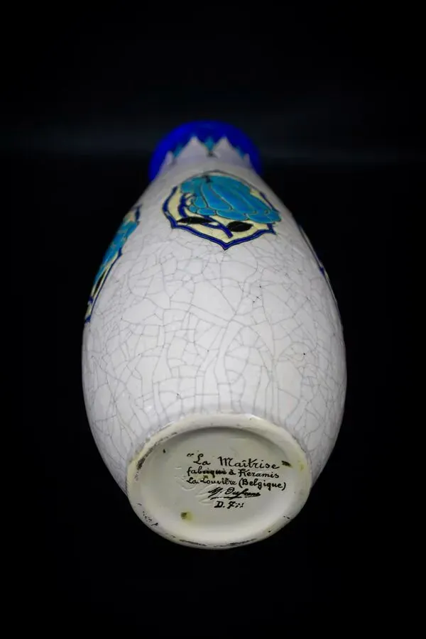 Illustration numéro 3 du produit Vase Art Déco en faïence craquelée  M. Dufrêne, Boch Keramis La Maîtrise