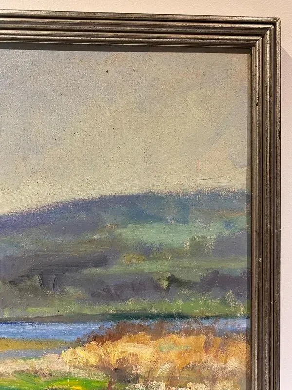 Illustration numéro 3 du produit Tableau ancien, paysage bord d’un étang, Signé Michel Loche ( 1897;1976)