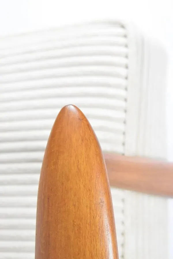 Illustration numéro 3 du produit Fauteuil scandinave restauré ''Kedzior'', années 60, corde crème, teck