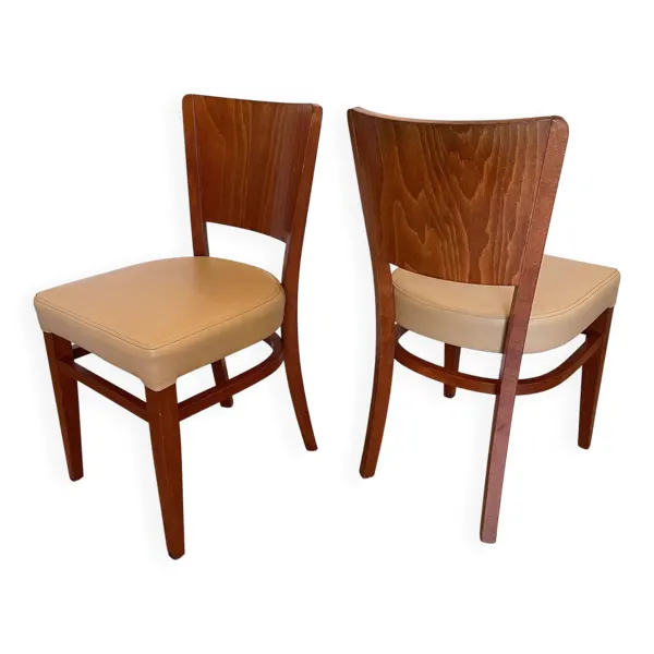 Illustration numéro 3 du produit 58 Chaises de bistrot Stella authentiques - Modèle Hêtre & Skaï