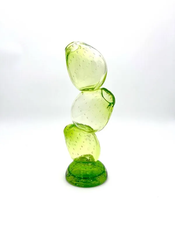Illustration numéro 3 du produit Vase Cactus Sculptural - Murano - Verre Bullicante - Vert vibrant
