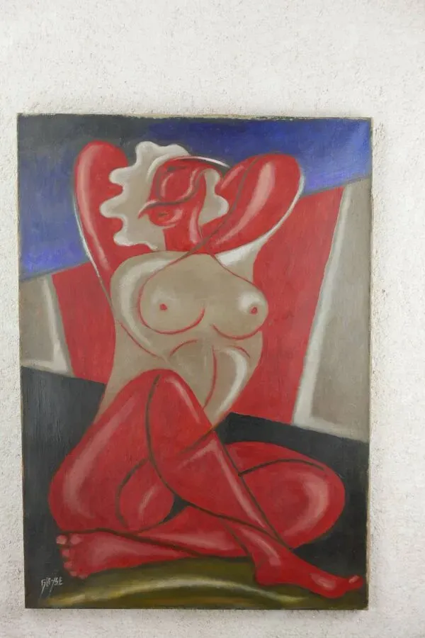 Illustration numéro 3 du produit Tableau ''Nue Cubiste'', huile sur toile signée Gleyse