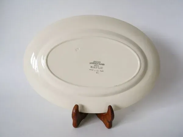 Illustration numéro 3 du produit Plat oval digoin sarreguemines rose et vert 1940