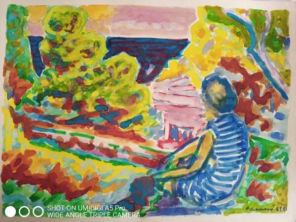 Illustration numéro 3 du produit Gouache paysage et personnage, Pierre Lacroux (1909- 1993)