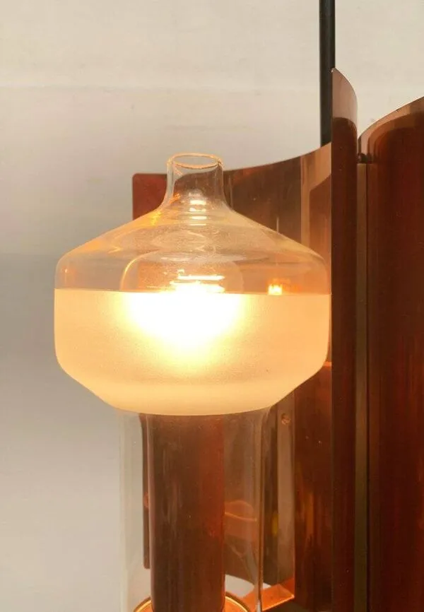 Illustration numéro 3 du produit Lampe suspendue en verre et cuivre allemande du milieu du siècle par Cosack, années 1960