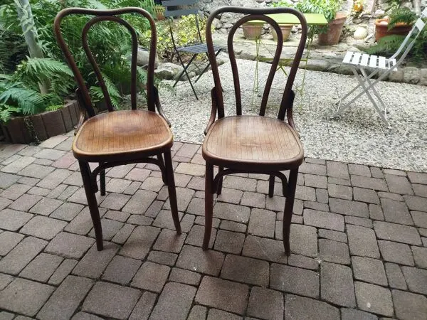 Illustration numéro 3 du produit Paire de chaises bistrot en bois courbé fischel - wissembourg