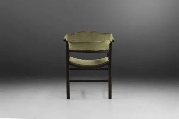 Illustration numéro 3 du produit Fauteuil Art Déco en bois laqué noir et velours vert, Belgique années 1930