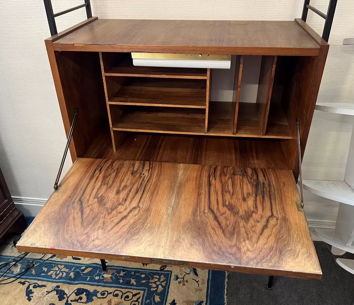 Illustration numéro 3 du produit Bibliothèque bureau scandinave en teck et fer noir, ladderax