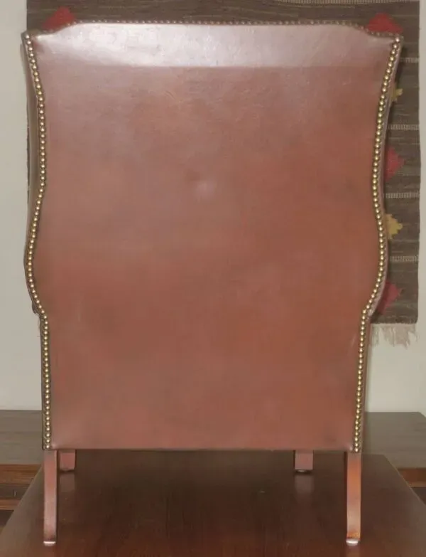 Illustration numéro 3 du produit Fauteuil club à oreilles vintage en cuir, années 1970