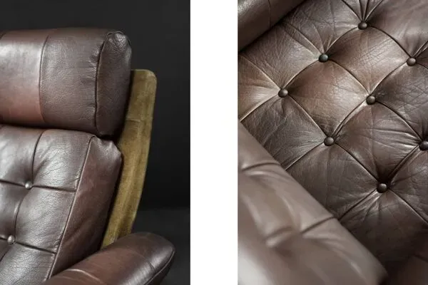 Illustration numéro 3 du produit Vintage Mid-Century Danish Modern Brown Leather Swivel Armchair, 1970s