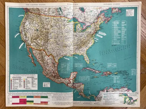 Illustration numéro 3 du produit Carte ancienne États-Unis — Routes commerciales & Géographie   Mexique