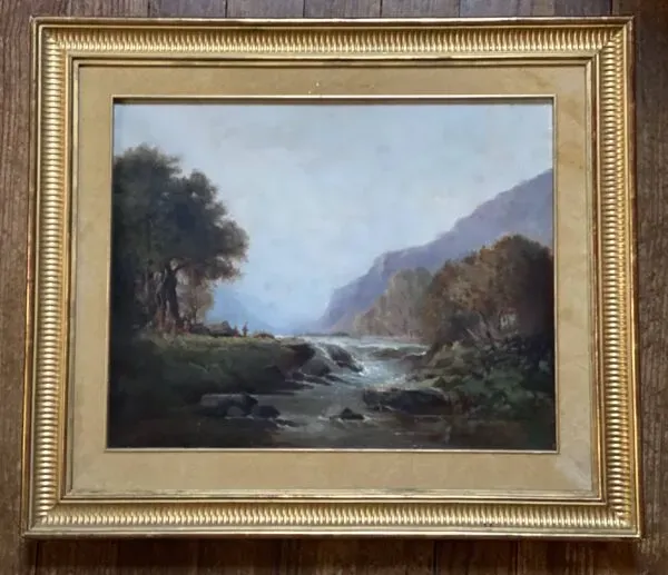 Illustration numéro 3 du produit Tableau école française du XIXé, rivière de montagne